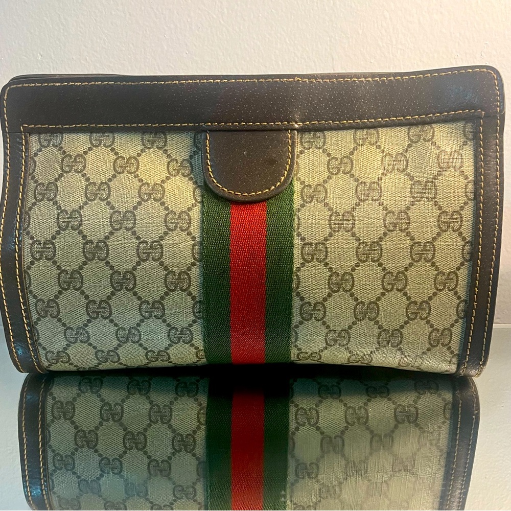 Authentic Black and Tan Gucci monogram Clutch bag
